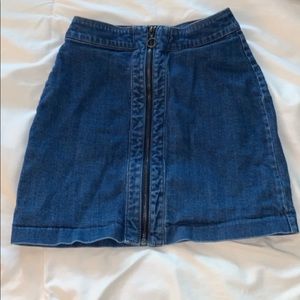Blue zip up skirt